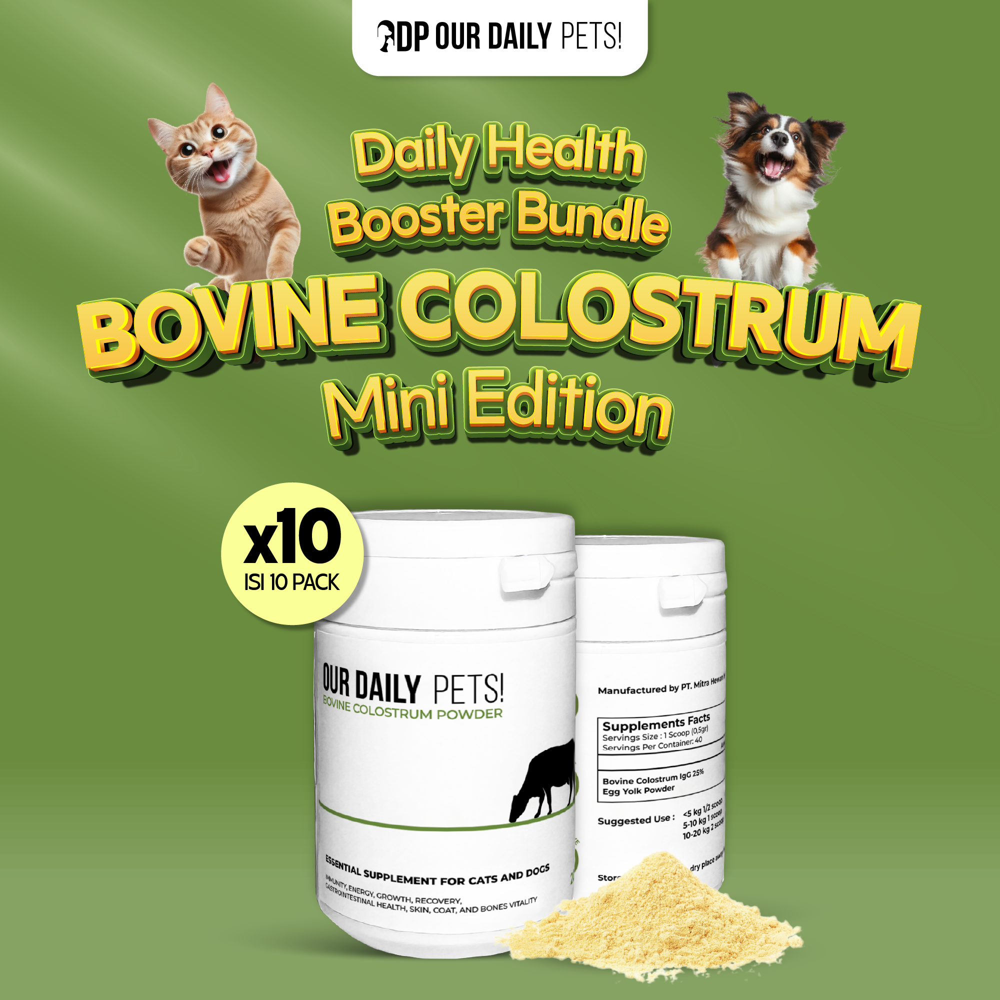 10 pcs | Mini Bovine Colostrum Plus Powder for Pets 20gram (Dog & Cat)