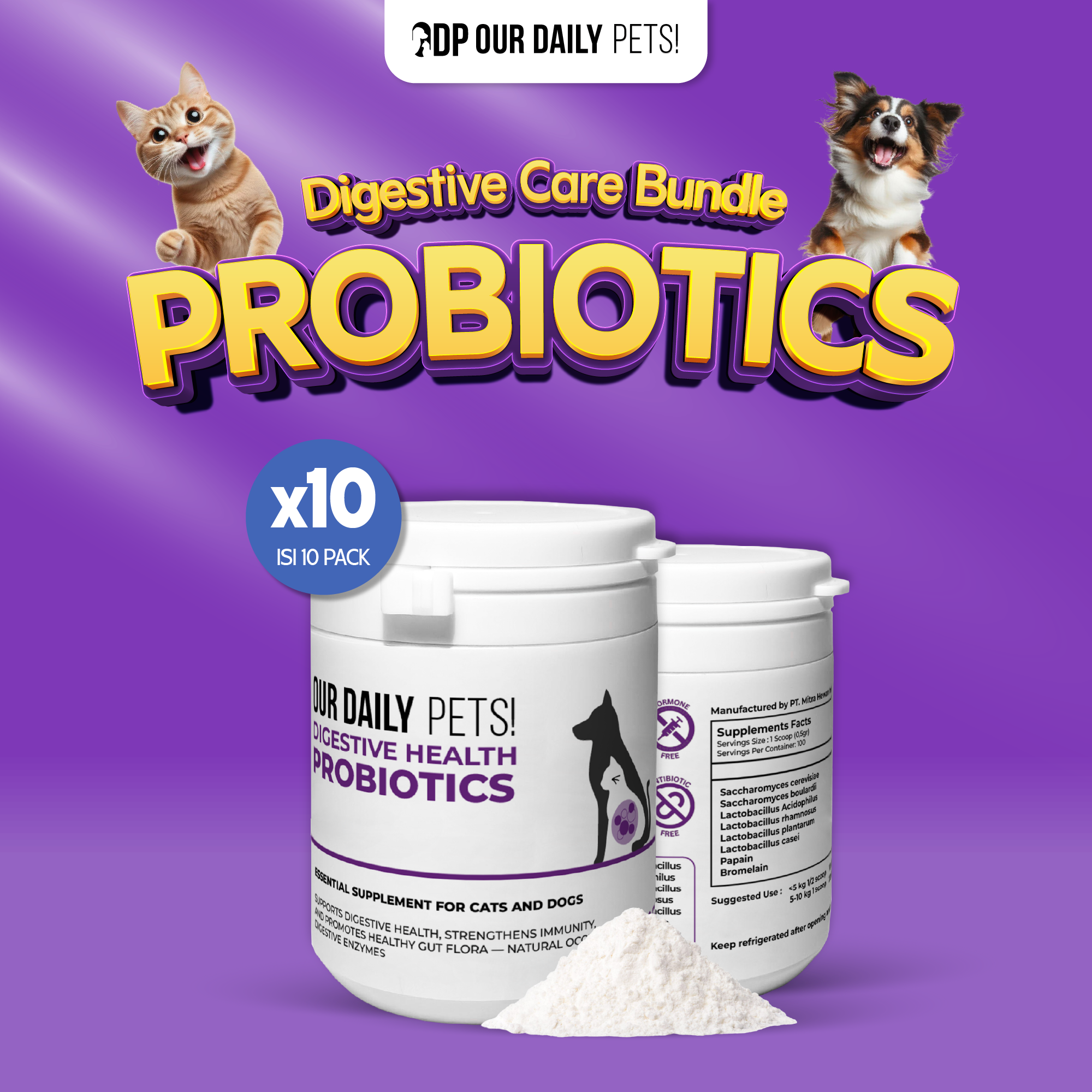 10 Pcs | Probiotics for Pets 50gram (Dog & Cat) - Suplemen Probiotik untuk Anjing & Kucing