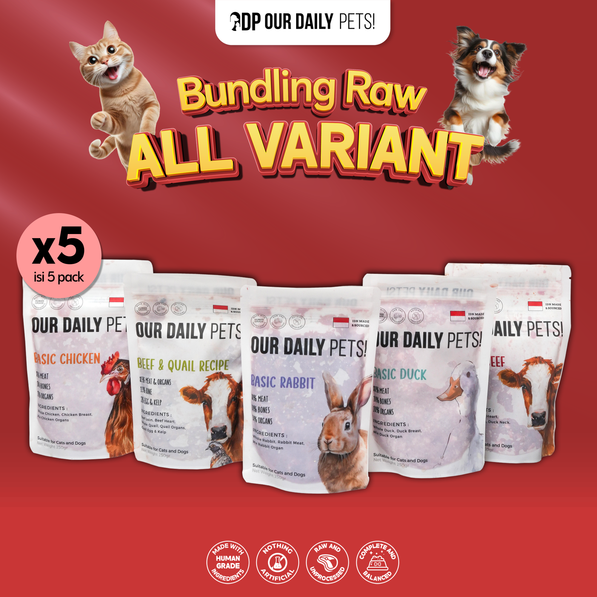 5 pcs | Bundling Basic Raw Food for Pets ALL VARIANTS (Dog & Cat)
